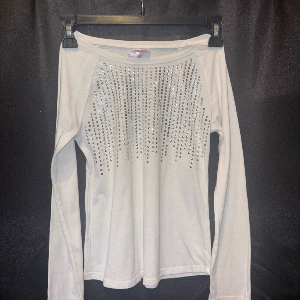 Justice Cream Long Sleeve Embellished Blouse